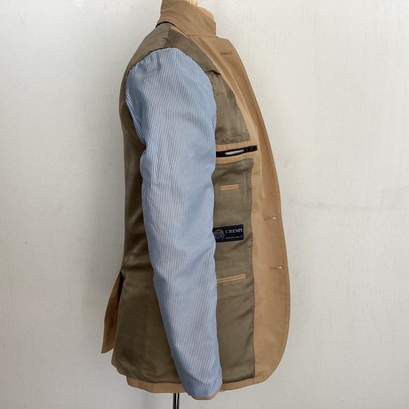 J Crew Crespi Italian Woven Cotton Chino Tan / Camel Two Button Jacket 36 R - Picture 6 of 15